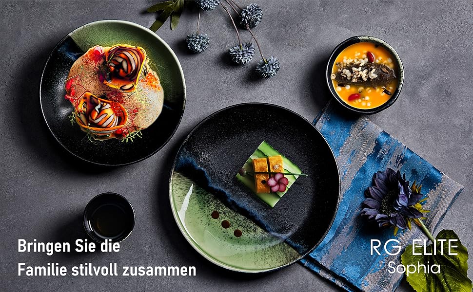 Amazon.de Villory Hacienda Sopia Crockery Set for 4 People Plate Set 16 Pieces Modern