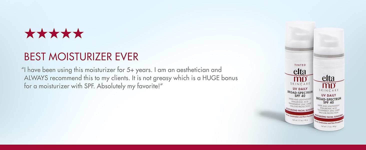 EltaMD UV Daily Facial Sunscreen Broad-Spectrum SPF 40, Lightweight, Normal, Dry, Combination Skin