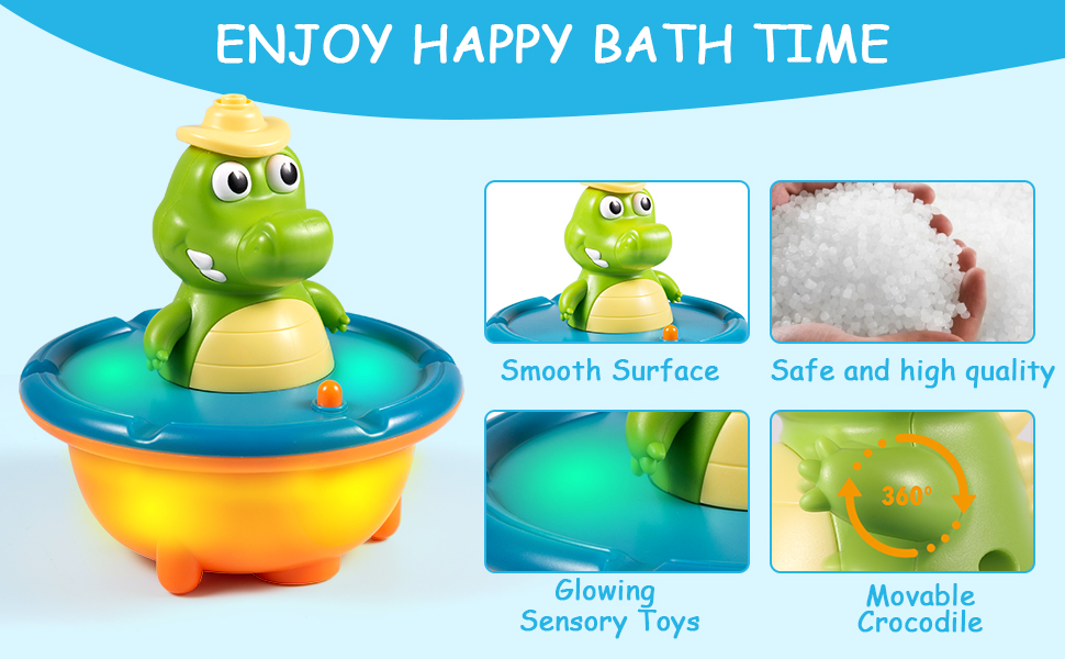ONLYFUN Crocodile Bath Toys with 5 Sprinkler Accessories Interactive