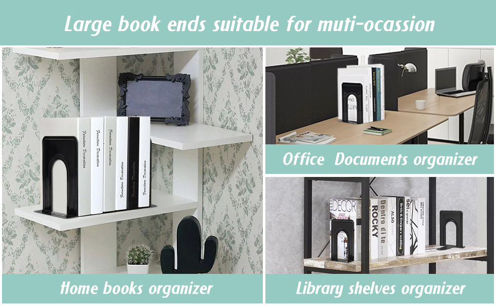 HappyHapi Book Ends Sturdy Bookends for Shelves, Universal