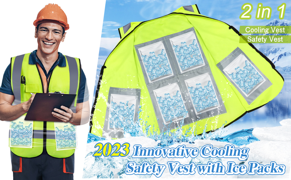 Cooling Ice Vest with 8pcs Ice Pack Cooling Vest for Men
