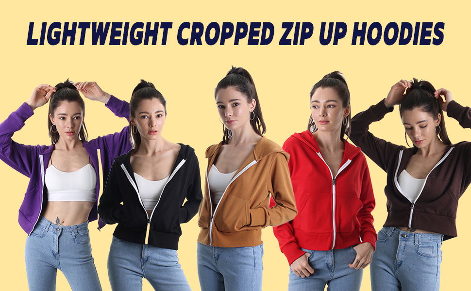 Amazon.com: MAJECLO Women's Cropped Zip Up Hoodie Long Sleeve Sweatshirt  Jacket (Small, Crop_Black) : Clothing, Shoes & Jewelry