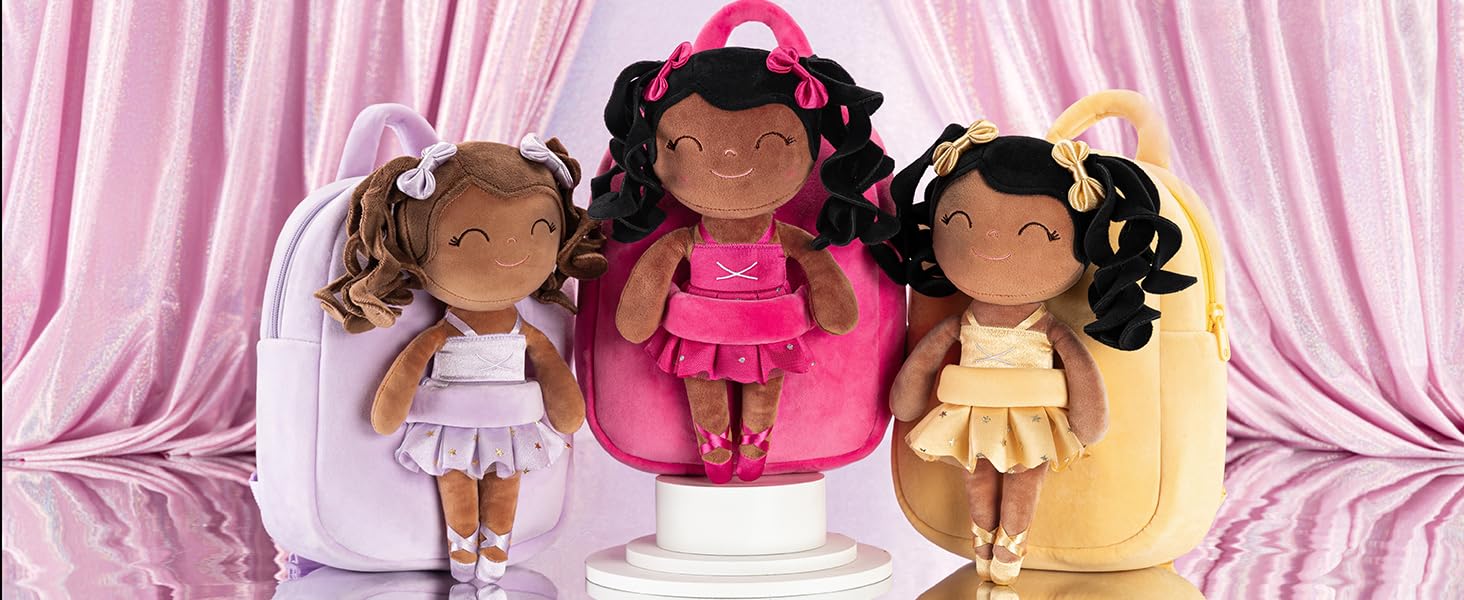 Gloveleya Toddler Backpack Baby Ballerina Girl Gifts Plush Curly Hair Ballet Backpack
