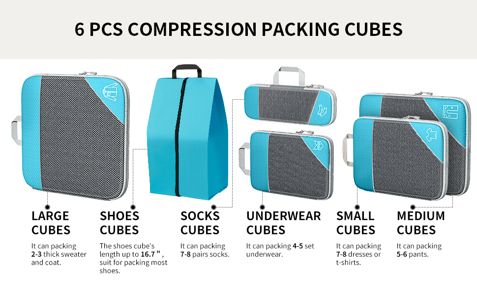 Compression Packing Cubes, ANYLION 6 Set Packing Cubes Travel