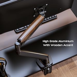 Flowlyf Heavy Duty Premium Monitor Arm height adjustable mount vesa stand 45 inch walnut black