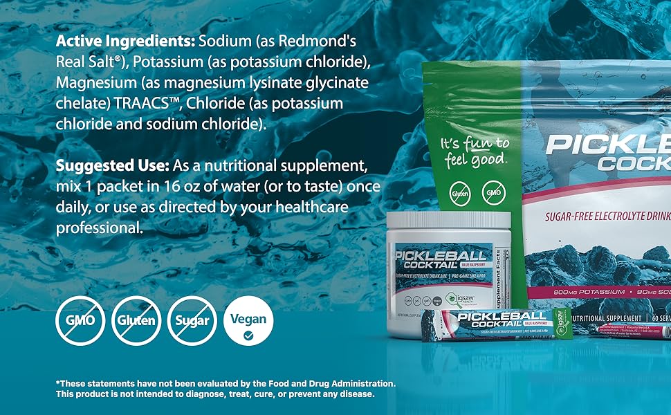 Jigsaw Health, Pickleball Cocktail, SugarFree Electrolyte Drink