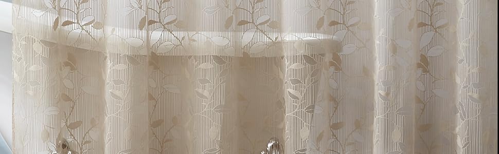 Warm Home Designs lace shower curtains with Leaf Design