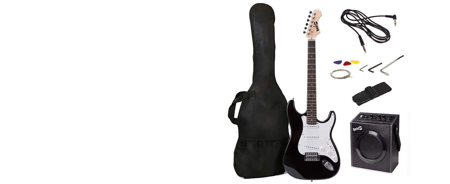 RockJam Full Size Electric Guitar Kit with 10Watt Guitar Amp, Lessons, Strap, Gig Bag, Picks