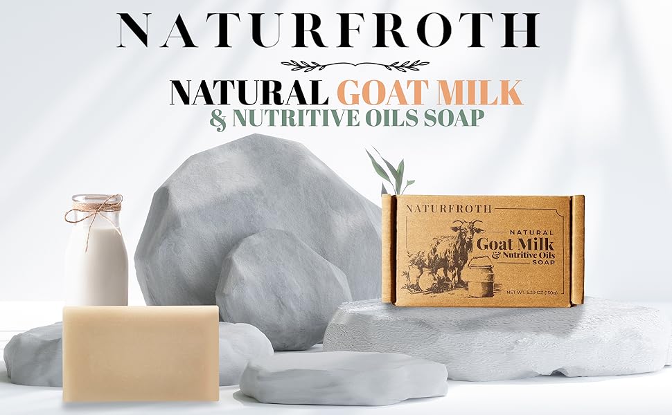 Naturfroth, Natural Goat Milk Soap Bar with Olive Oil and Grapeseed Oil, Body Wash