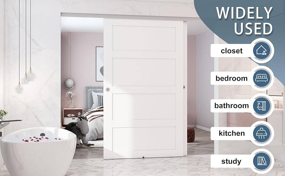 JUBEST Bypass Sliding Door Hardware 96", Aluminum Bypass