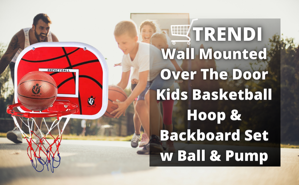 Trendi® Mini Basketball Hoop for Door and Wall Mount with Ball and
