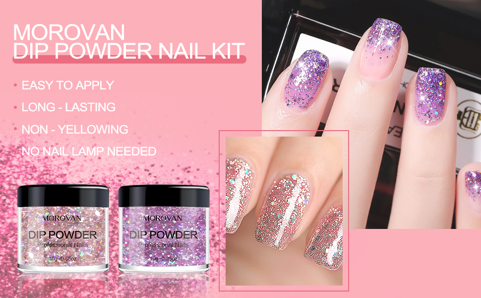 Morovan Dip Powder Nail Kit 8 Colors Dipping Powder with Activator