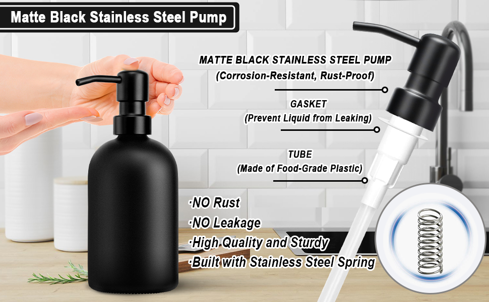 GMISUN Black Soap Dispenser, Dish/Hand Soap Dispenser with