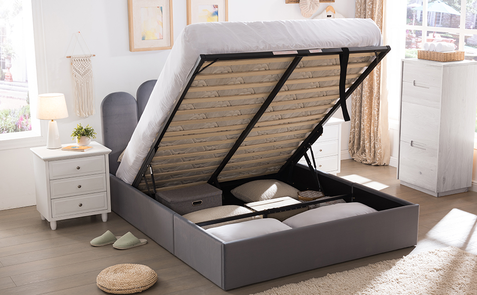 Zanmintaobo Lift Up Storage Bed Full Size, Upholstered