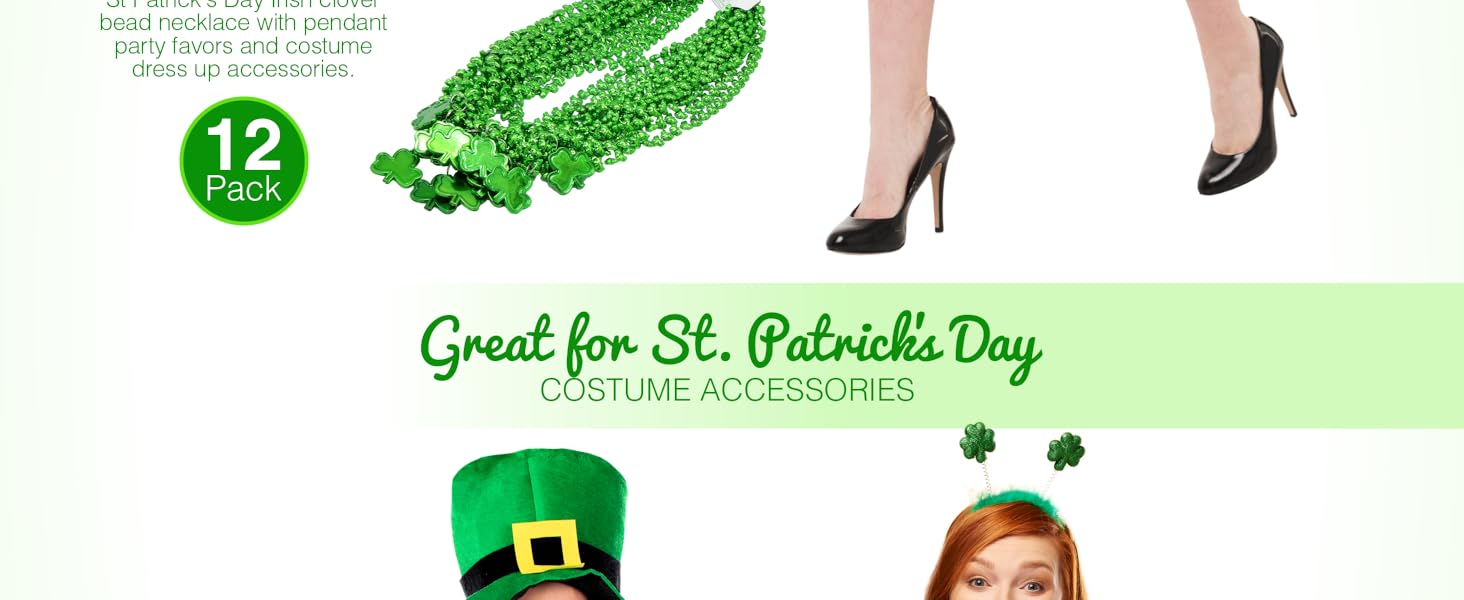 st patrick day green necklace bead bulk kid adult accessories outfit parade throw saint patty