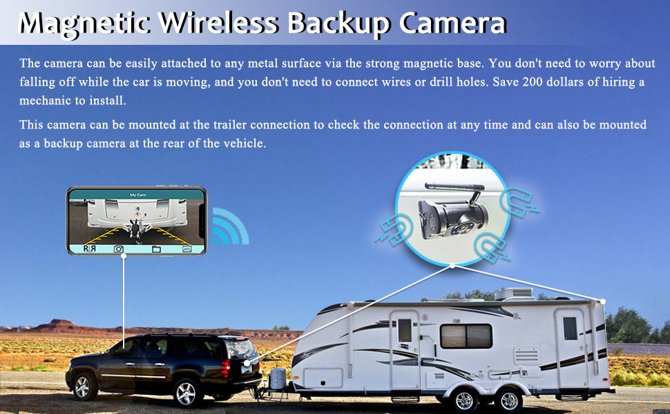 Wireless Backup Camera LASTBUS Rechargeable 2.4Ghz