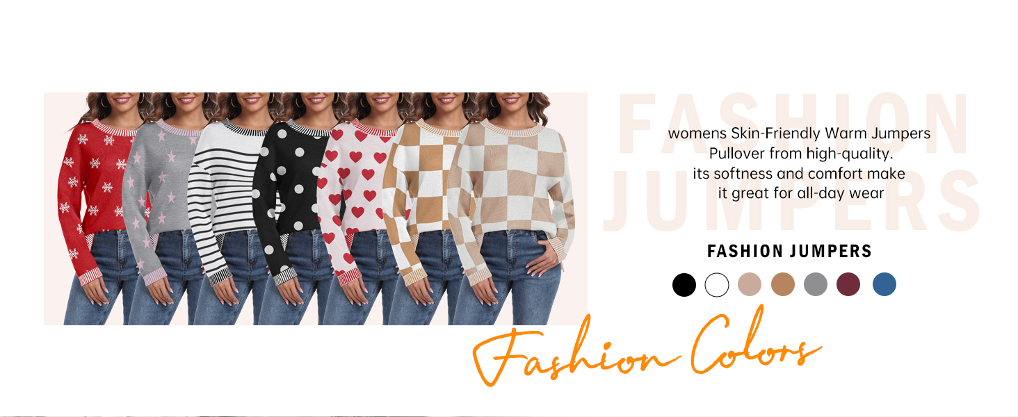 PrinStory Women'S Jumpers Casual Long Sleeve Warm Knitwear Pullover Sweater Jumper Sweatshirt Tops