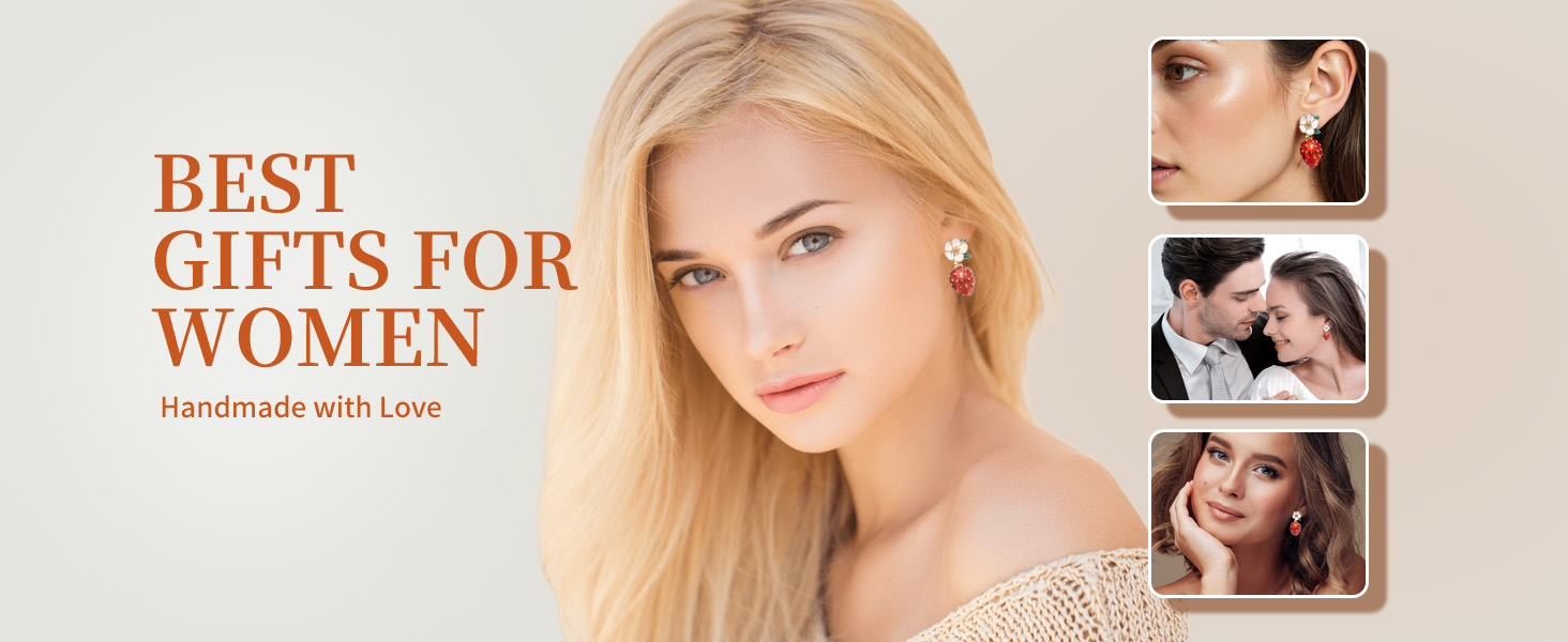 18K Gold Plated Strawberry Earrings 1