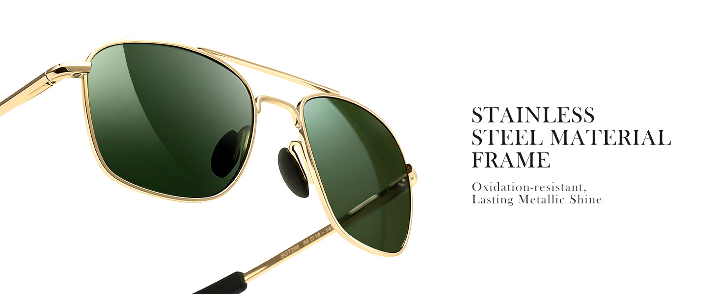 Classic Square Army Pilot Shades w. Spring Hinge