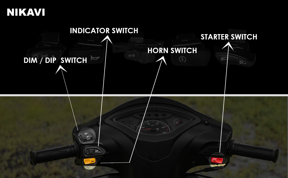 NIKAVI Start,Horn,Indicator,Headlight,Dim/Dip Modular Switches