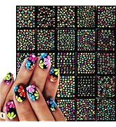 24Sheets Glow in Dark Flower Nail Art Sticker Decals 3D Fluorescence Colorful Floral Butterfly De...