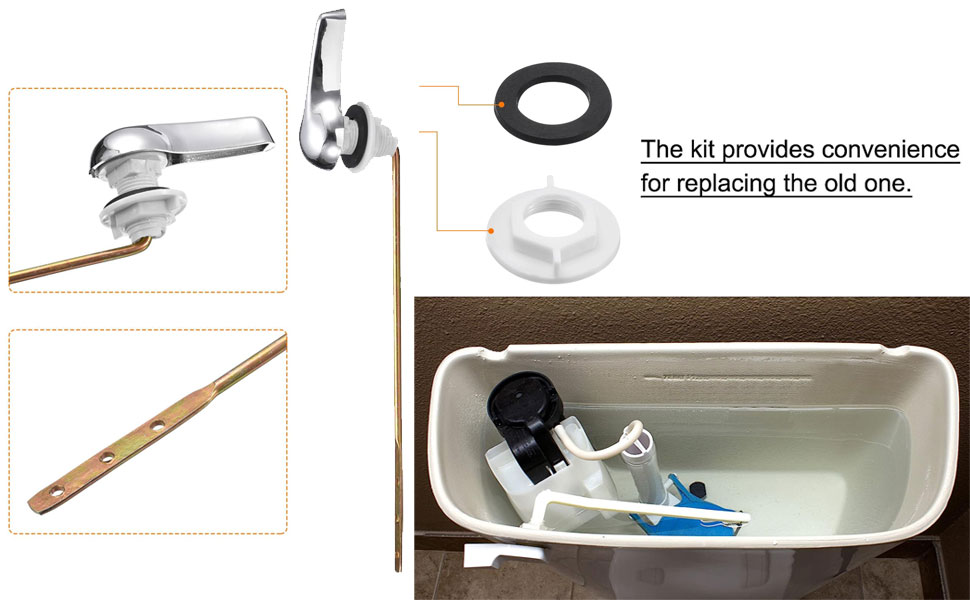 uxcell Toilet Handle Replacement Kit Universal Front Mount Toilet Flush