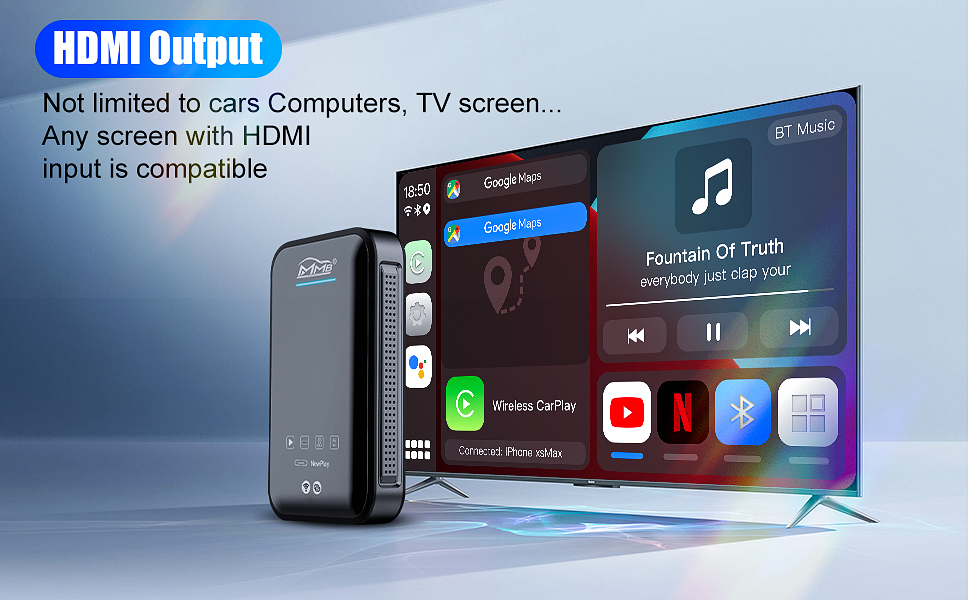 MMB 3rd CarPlay Wireless Adapter Multimedia Video Box,CarPlay Ai Box