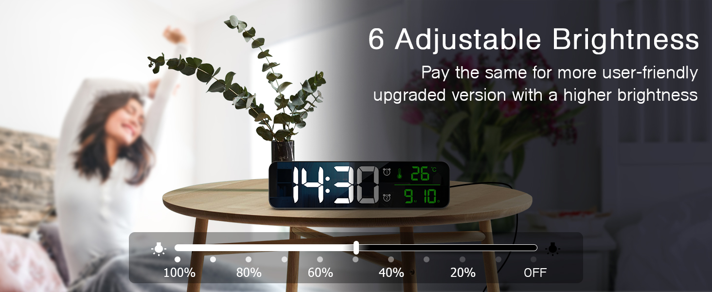 KeeKit Digital Alarm Clock, Large Display Wall Clock for Bedroom