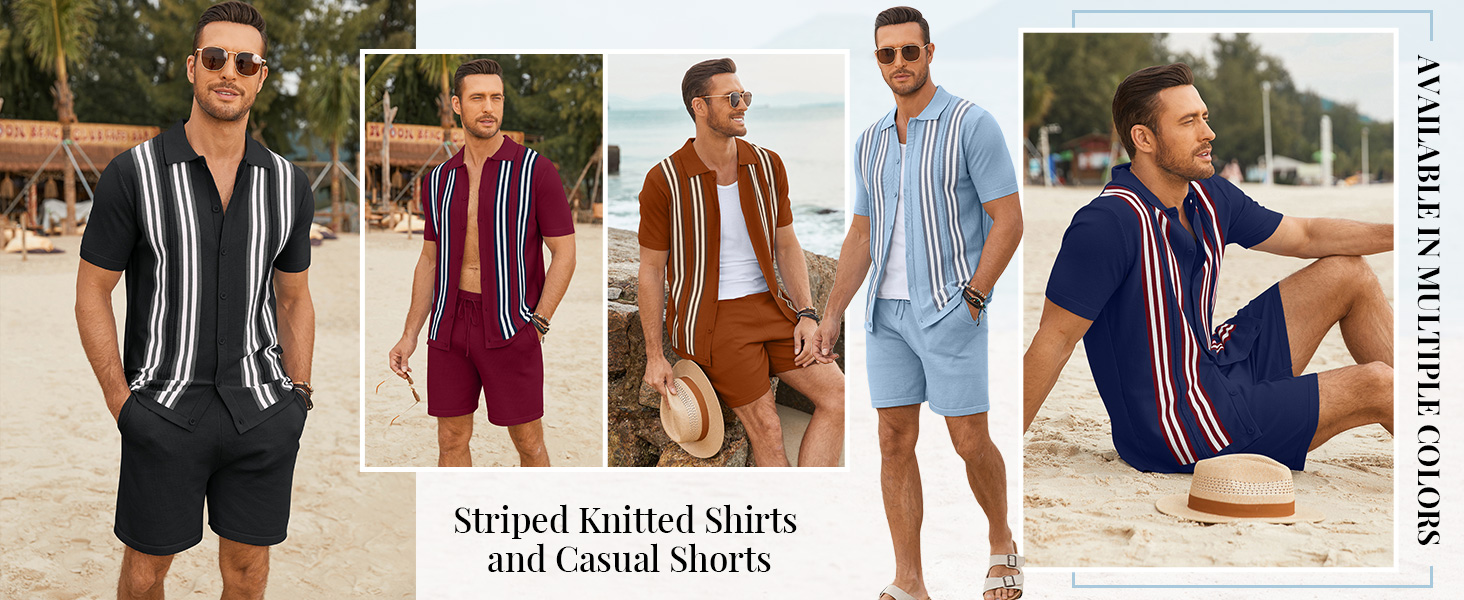 mens retro knit polo set