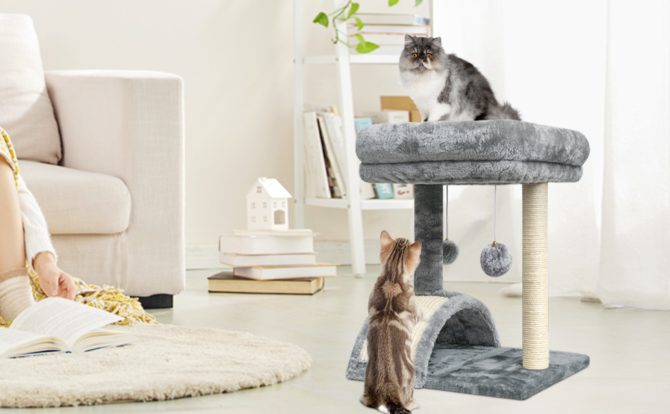 Small Cat Scratching Post with Bed,Sisal Scratcher Board
