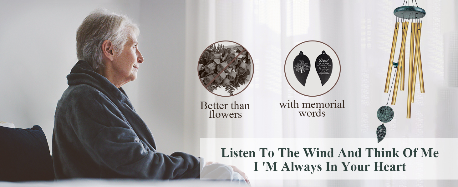 Sympathy Wind Chimes with Tree of Life, Memorial Wind