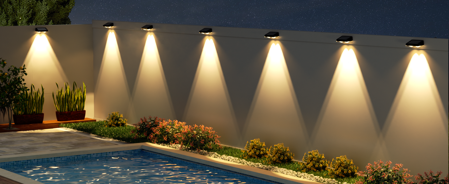 APONUO solar lights for fence can be used to illuminate your poolside.