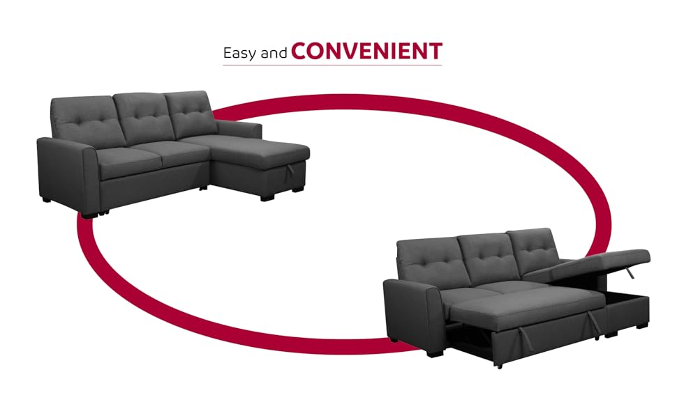 Primo International LShape 89in Sleeper Sectional Sofa