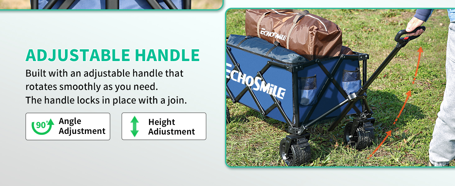 EchoSmile Collapsible Folding Wagon Cart, Beach Wagon for