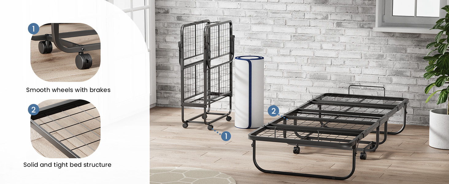 folding bed with mattress