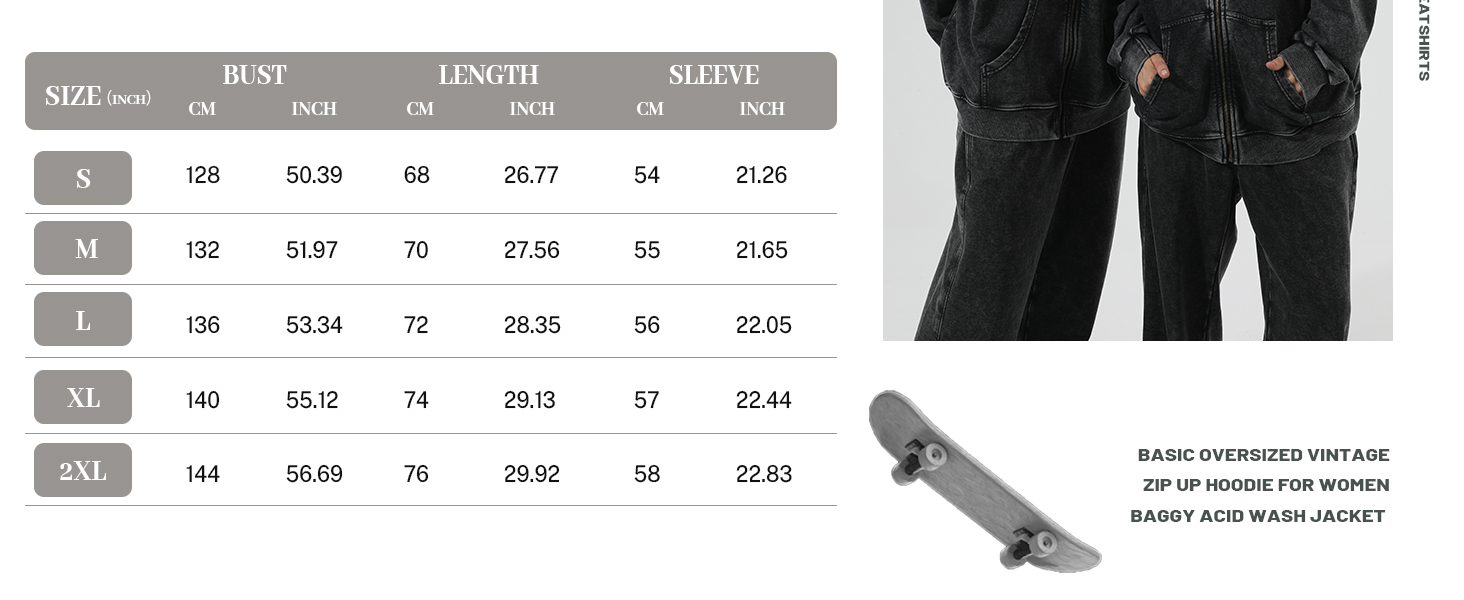 BINTEHGS Basic Oversized Vintage Zip Up Hoodie for Women