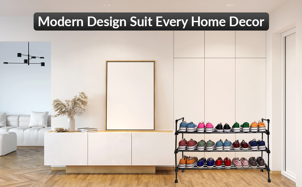 1ABOVE 3 Tier Extendable Shoe Rack, Heavy duty Metal Shoe Rack, Shoe