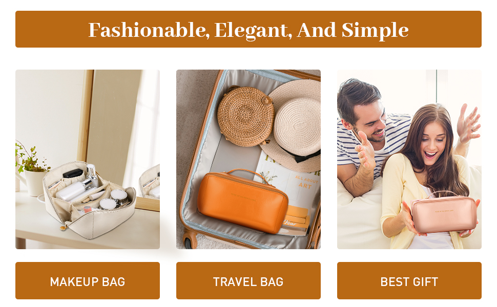 PU Cosmetic Bag Travel Bag, Large Capacity Layered Cosmetic Bag Zipper Bag