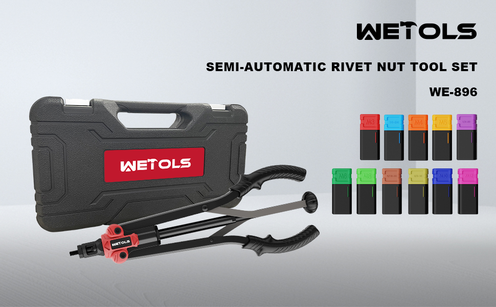 WETOLS 17" Rivet Nut Tool, Hand Rivet Tool Kit with 11
