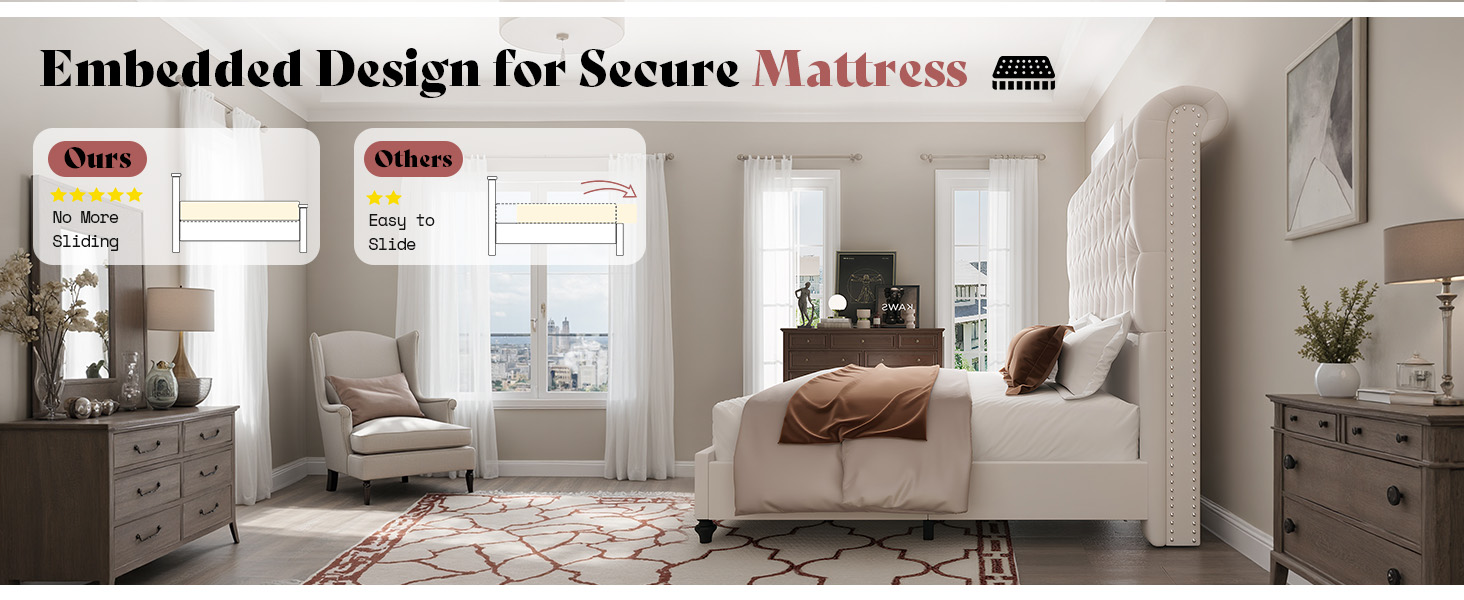 king size bed frame with headboard