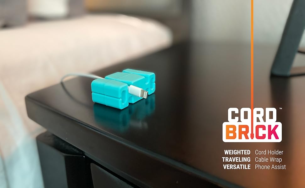 CORDBRICK 2PACK Weighted Cord Holder for Nightstand and