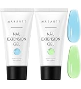 Makartt Poly Nail Gel Set: Blue & Green Gel Builder for Extension Winter Colors Nail Strengthener...
