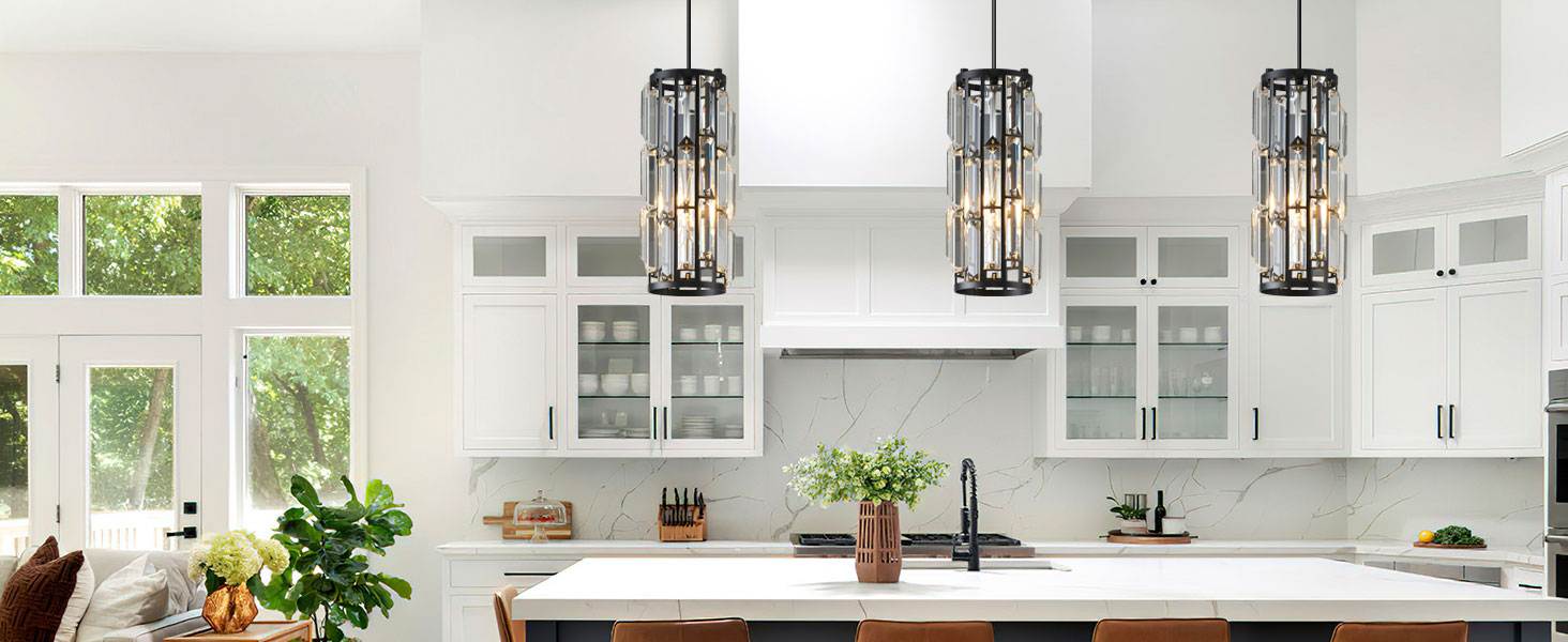 JZCNLYEW Black Pendant Lights Kitchen Island Hanging Lighting Fixture