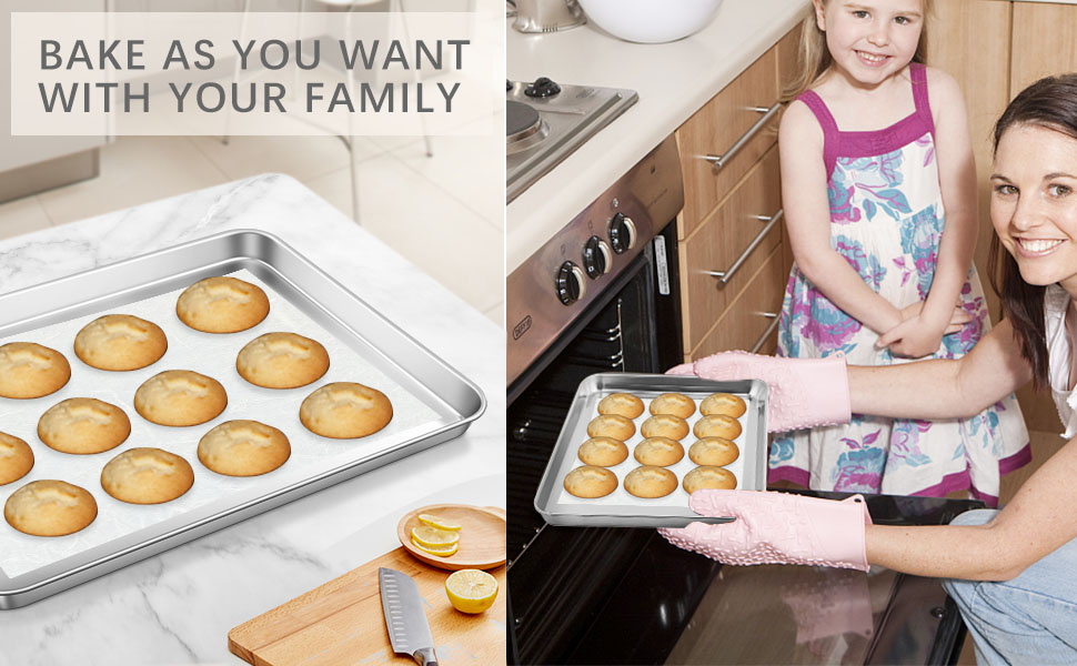 APLKER Baking Trays Set of 2, Stainless Steel Oven Trays NonStick