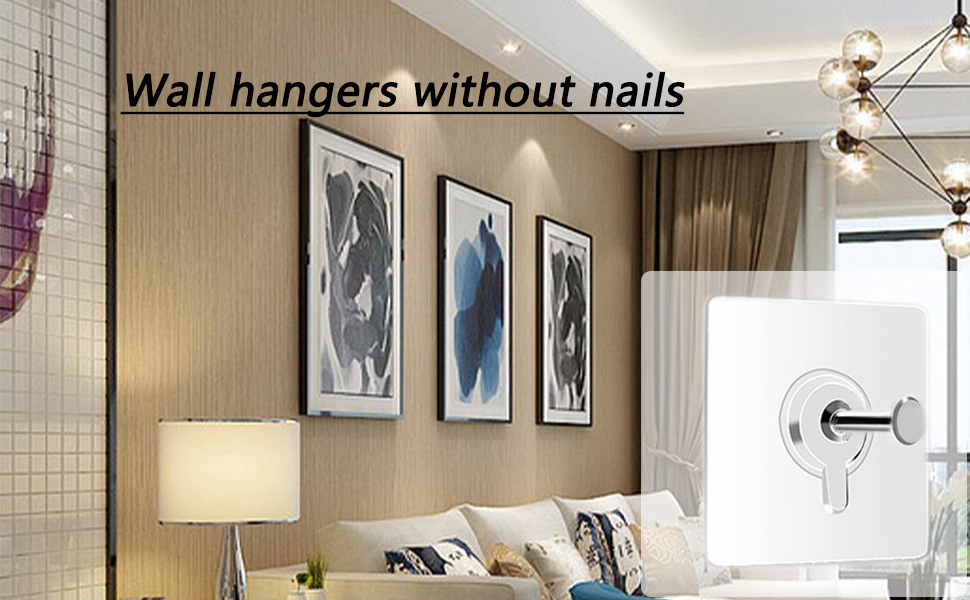 Adhesive Wall Hooks 13lb(Max), Wall Hangers Without Nails
