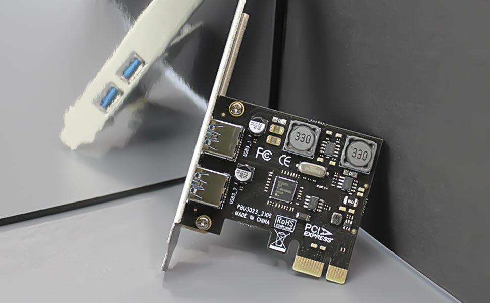 GLOTRENDS U3023 2 Port USBA 3.0 5Gbps PCIe Adapter Card, Compatible