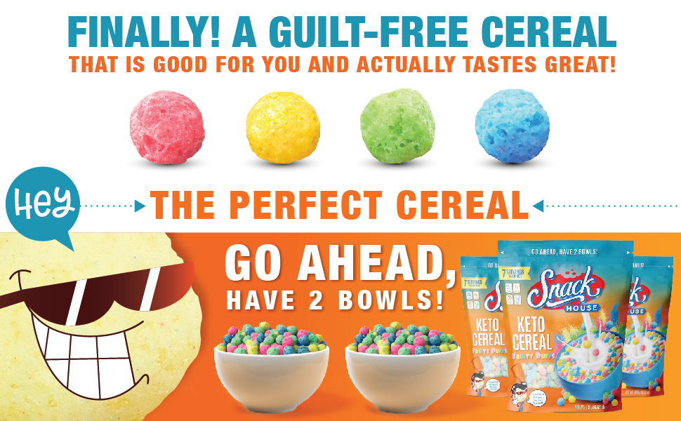 Snack House KetoCereal FruityPuffs 7Servings ValueSize Protein GuiltFree Snack HighProtein LowCarbs