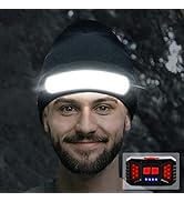 Easymaxx Rechargeable Headlamp Beanie, 1200Lumens LED Beanie Hat with Wide Beam Light Built-in, 6...