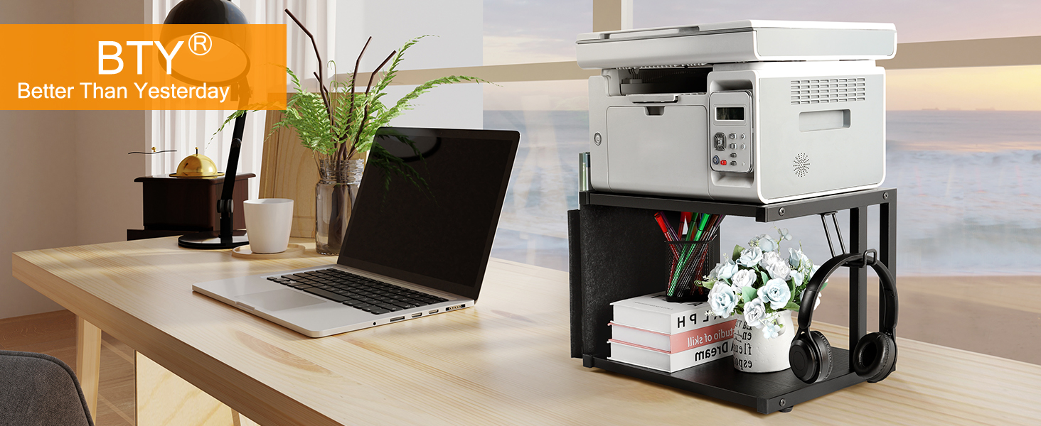 Under Desk Printer Stand Small Printer Table with Wheels 2 Tier Printer