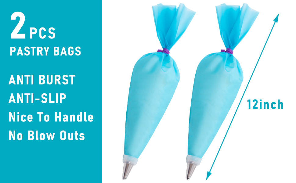 Wddeevoi Piping Bags and Tips Set, Cakes Decorating Kit Supplies with 2 Reusable